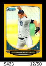 1-2013 BOWMAN CHROME DRAFT GOLD REFRACTOR AUSTIN KUBITZA TIGERS /50 QTY