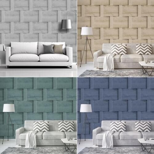 Harrow Weave Wood Panel Wallpaper Debona Wooden 3D Effect Various