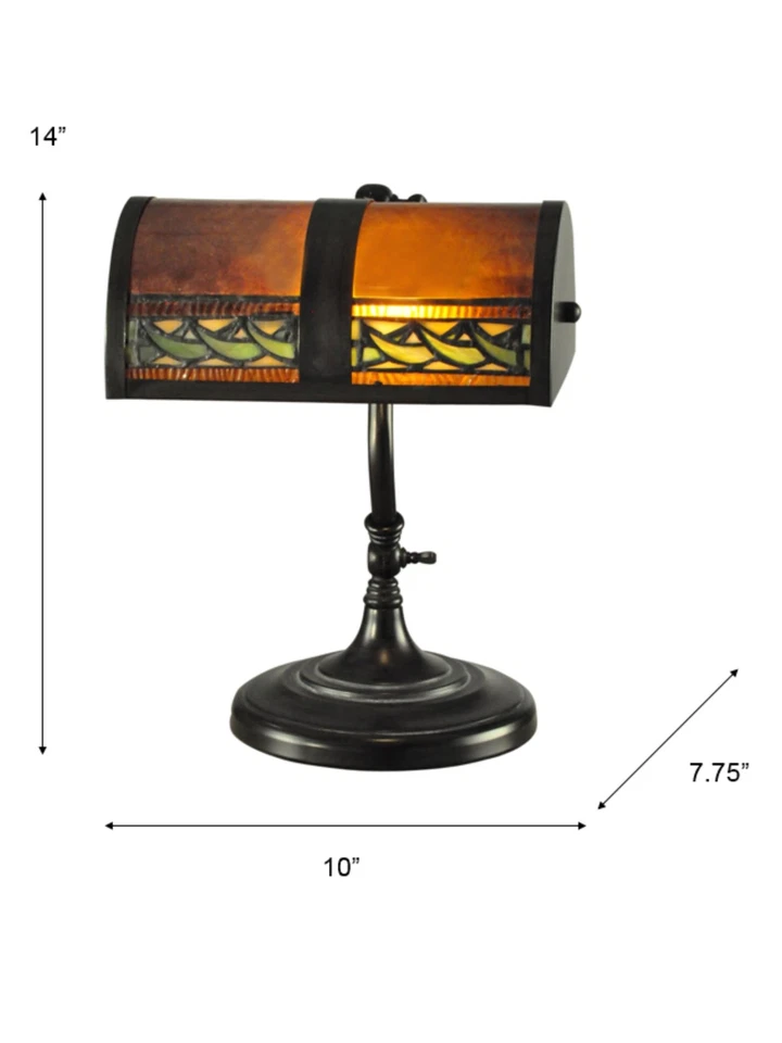 Lámpara de escritorio TA100682 Tiffany One Light de la colección Mica Mission en bronce/D... Foto 3 de 4
