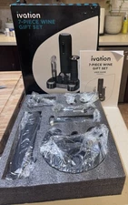 Ivation 7 Pcs Gift Set – Electric Wine Opener Aerator Vacuum Preserver Stoppers