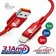 Heavy Duty Braided Long USB Fast Charger Cable Lead For iPhone 14 13 12 11 X 7 8