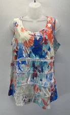 Coldwater Creek Tank Top Womens Size L Tiered Sleeveless Multicolor Base Layer