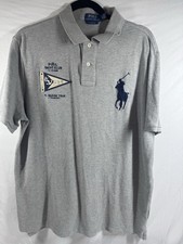 Polo Ralph Lauren Yacht Club Custom Slim Fit polo Grey Cotton Mesh Sz XL