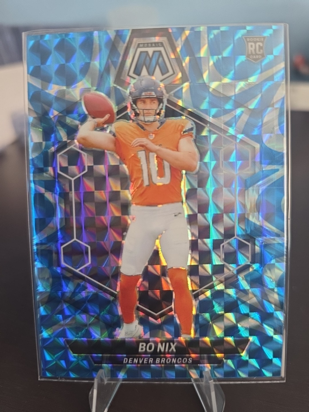 2024 Panini Mosaic - Rookies Bo Nix #312 Reactive Blue Mosaic Prizm (RC)