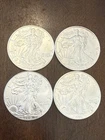 Lot of 4 Silver American Eagle 1 oz. Fine .999 US oz Coins 4 Oz Total ASE Raw