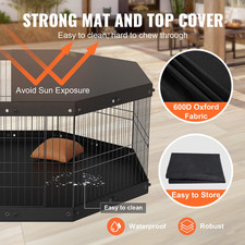 Dog Playpen 8 Panel Foldable Metal Pet Fence with Cover, Escape-Proof, Indoor Ou