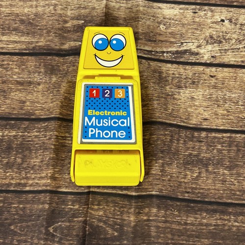 Playskool Electronic Musical Toy Flip Phone Vintage 1982 Yellow Retro- Tested