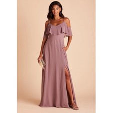 Birdy Grey Jane Convertible Bridesmaid Chiffon Dress w/Slit Dark Mauve M 6-8 