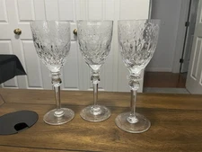 3 Vintage Rogaska Crystal Gallia 7oz Wine Glasses 7 3/4" Tall. Perfect