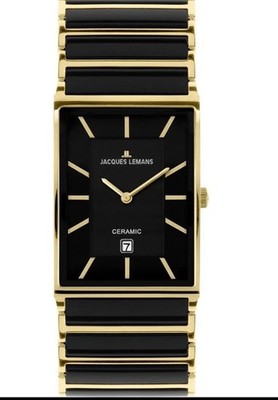 Jacques Lemans Uhr 1-1593.1G Gold Schwarz Keramik Saphirglas Elegant  Nr 70