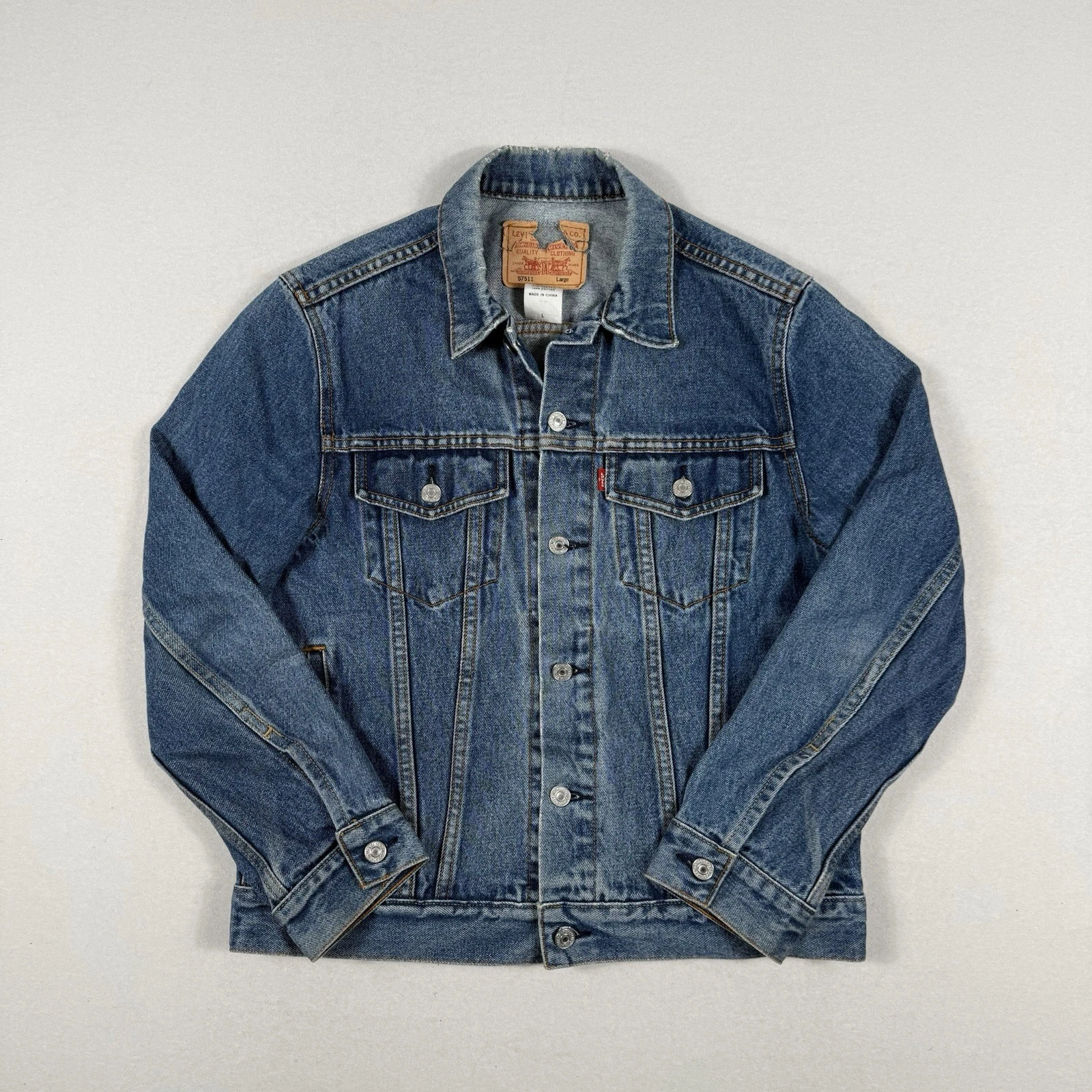 Levi's Denim Trucker Jacket Youth Large Men's Small Blue 57511 Classic Vintage