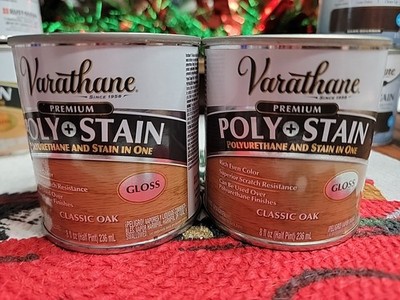 2pk- Varathane Premium Poly + Stain, CLASSIC OAK GLOSS 8 OZ.- MADE BY RUST-OLEUM