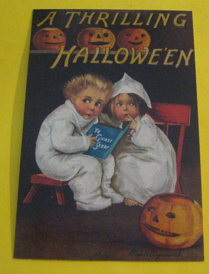 HALLOWEEN POSTCARD JACK O' LANTERN PUMPKIN UNUSED printed 2018