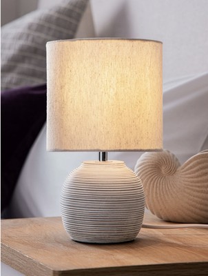 New NEXT Fairford Table Lamp Grey Washed Scratch-Effect Base And