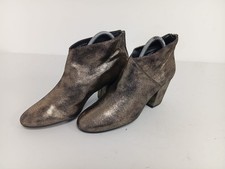 Peacocks Ladies Metallic Leather Block Heel Ankle Zip Up Boots UK(5)EU(38)B-138