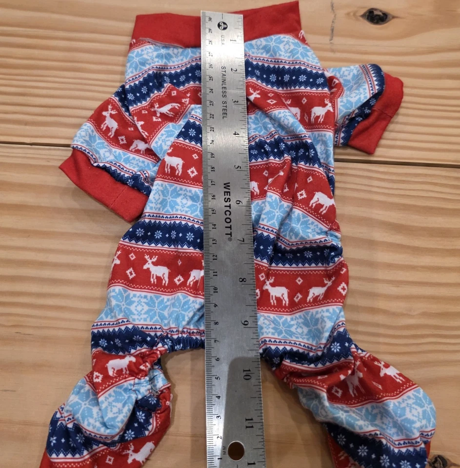 DOG PET APPAREL 狗睡衣圣诞图案 尺寸 小号 红色/蓝色/白色天鹅绒 — 第 2/4 张图片