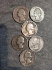 Lot Of 6 SILVER QUARTERS ALL 90% Silver 1941 1942 1943-D 1948-D 1950 1954 SPOT