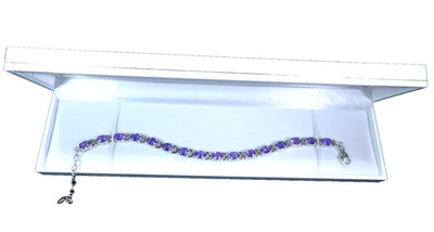 11.68ct Natural Purple Amethyst Solid Sterling Silver Adjustable Bracelet