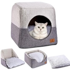 Cat Bed for Indoor Cats 3-in-1 Foldable Cat Cave Bed Cat Houses with Removabl...