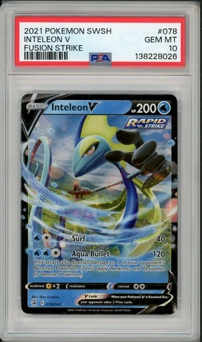 2021 Pokemon SWSH Fusion Strike Inteleon V #078 PSA 10