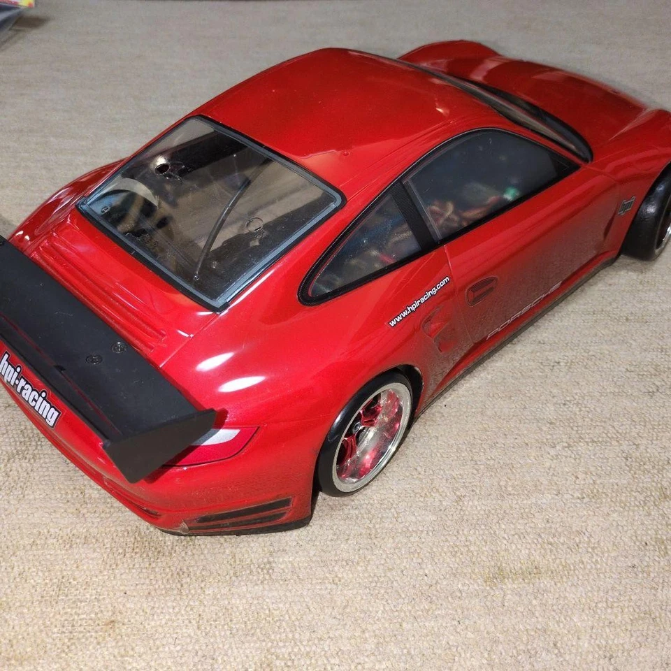 Carrozzeria auto HPI Racing Porsche 911 Turbo 1/10 RC usata rossa con ala: JPN - Immagine 4 di 4