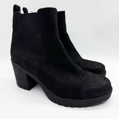 Vagabond Shoemakers Grace Nubuck Chunky Chelsea Ankle Boots Black Sz 39 Minimal