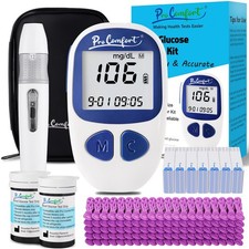 Glucose Monitor Kit Blood Sugar Testing Kit with 100 Test Strips Lancing Devi...