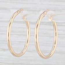 New Hoop Earrings 14k Yellow Gold Round Hoops Pierced Snap Top 25 x 2mm