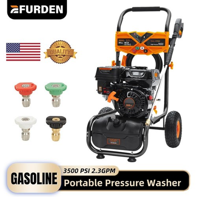 #ad Efurden Gas Pressure Washer Cold Water 3500PSI 2.3GPM 209CC 25ft Hoseamp;Soap Tank $265.19