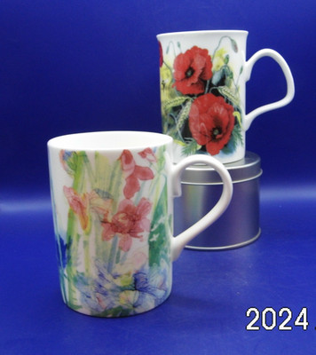 Knochenporzellan Becher 1 Set Paar  Serie Klatschmohn von  Roy Kirkham
