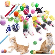 Cat Toys for Indoor Cats - 34 Packs Interactive Set with Colorful Springs, Mo...
