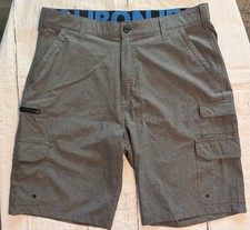 Iron Co. Men's Size 36 Grey Comfort Waistband Stretch Cargo Shorts Lightweight