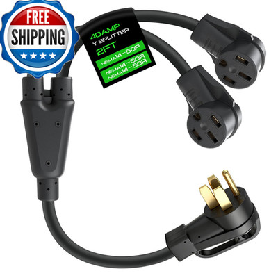 Morec Nema 14-50 Y Splitter Adapter Cord For Rv And Ev Nema 14-50P To 2X Nema