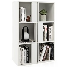 2 PCS 3-tier Wood Bookshelf Display Storage Rack for Small Spaces White