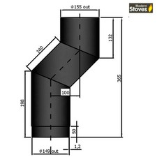 Single Wall Black Stove Pipe & Bends Vitreous Enamel Flue 6 inch and 5 inch