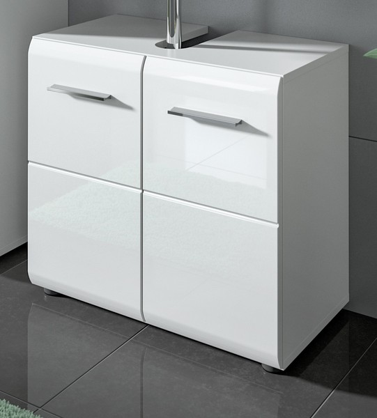 Waschbeckenunterschrank Weiß Hochglanz Waschtisch Badschrank 2-TüRig 60 Cm Cover-image