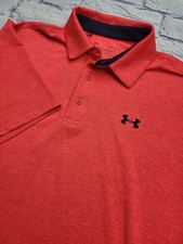 NWT Under Armour Playoff Polo Shirt Stretch Orange Short Sleeve Logo Men Large