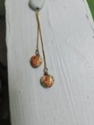 Vintage Gold Tone Heart Lariat Necklace with 2 Cloisone Pendants — photo 4