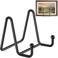 3 Pack 3 Inch Plate Stands for Display, Metal Picture Frame Stand, Black Deco...