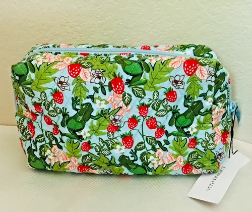 Vera Bradley ~ "Frogberry Garden Blue" ~ Essential Medium Cosmetic Bag ~ NWT