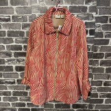 NWT Zenergy Chico s Neema jacket coral gold tan metallic roll tab sleeves 2 L