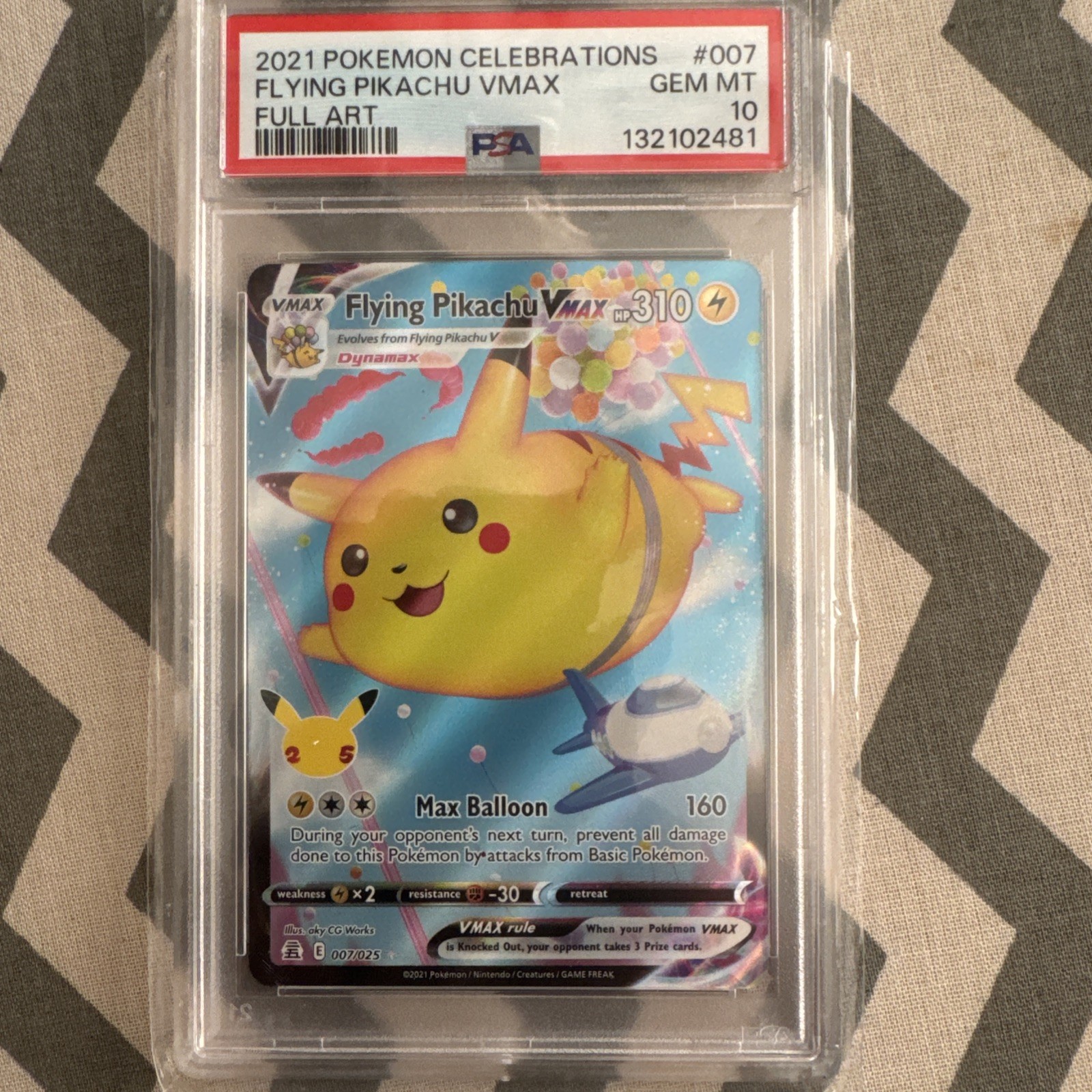 2021 POKEMON CELEBRATIONS #007 FULL ART/FLYING PIKACHU VMAX PSA 10