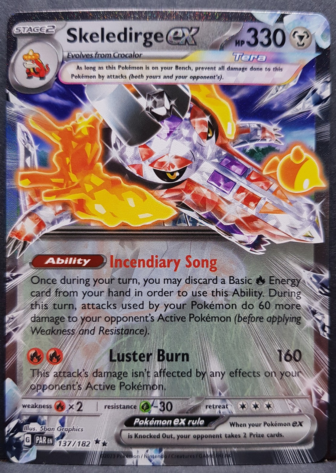 Skeledirge ex 137/182 Paradox Rift Tera Pokemon Card English Near Mint