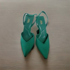 Zara Emerald Green Slingback Heels Size 6 Euro 39 In Excellent Condition