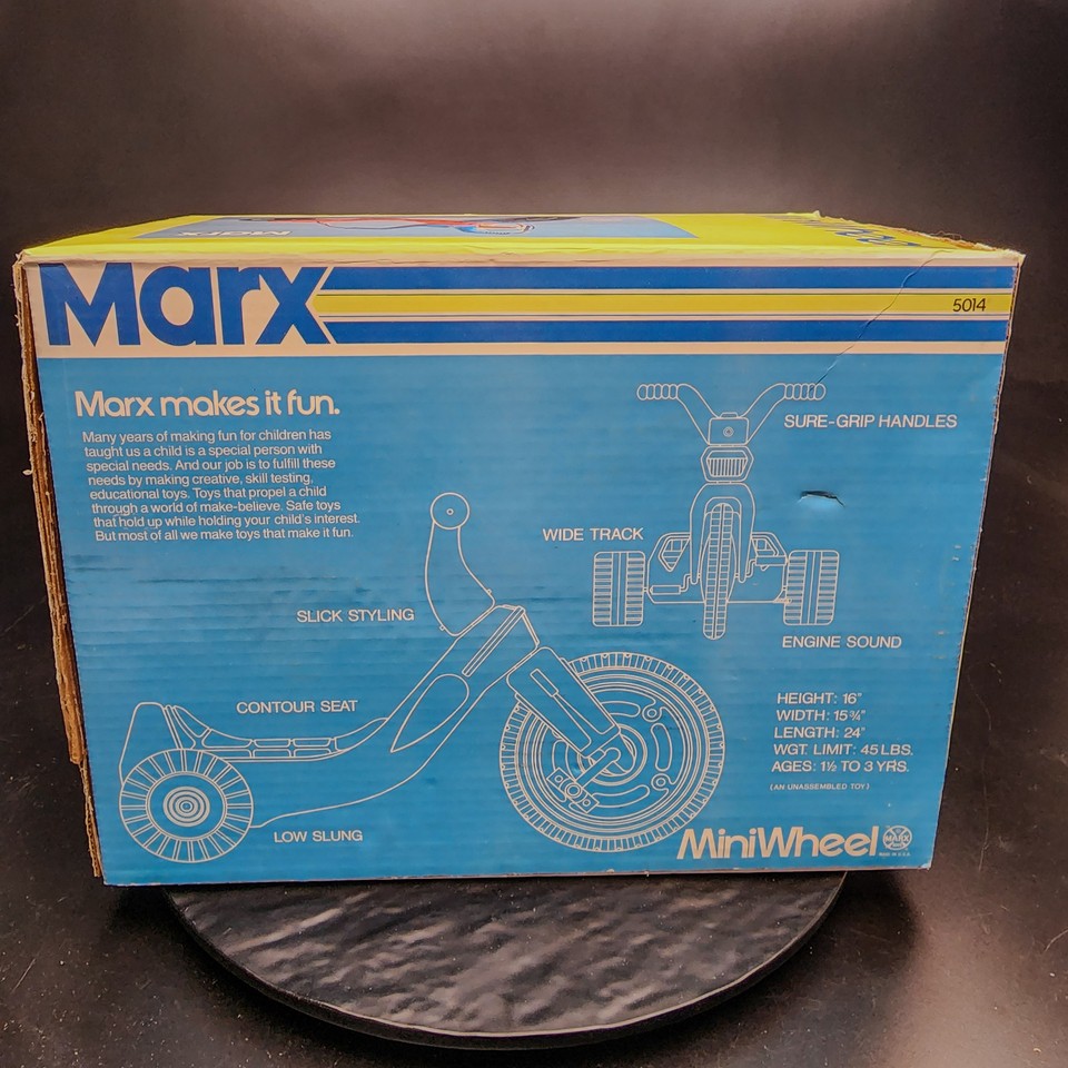 Sealed Vintage Marx Big Wheel Mini Plastic Kids Tricycle Bike 5014 Rare