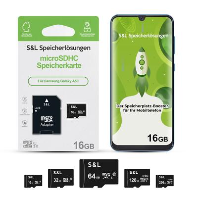 microSD Micro SD Speicherkarte für Samsung Galaxy A50 16GB 32GB 64GB 128GB 256GB