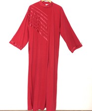 Vintage APPEL Red Robe Velour Housecoat Hostess Lounge Union Label Pockets LARGE