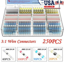 250pcs Waterproof Solder Seal Heat Shrink Wire Butt Terminal Connectors Kit Set