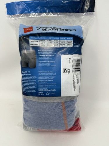 Hanes Boys 7pk Boxer Briefs ComfortSoft Dyed Comfort Flex Waistband Tagless XL - Picture 4 of 7