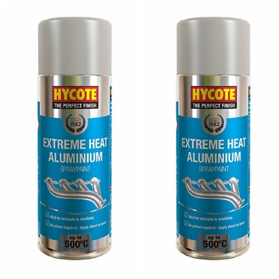 x2 Hycote Extreme Heat VHT Sprühlack 400ml Aluminium Auspuff Motor Hochtemperatur